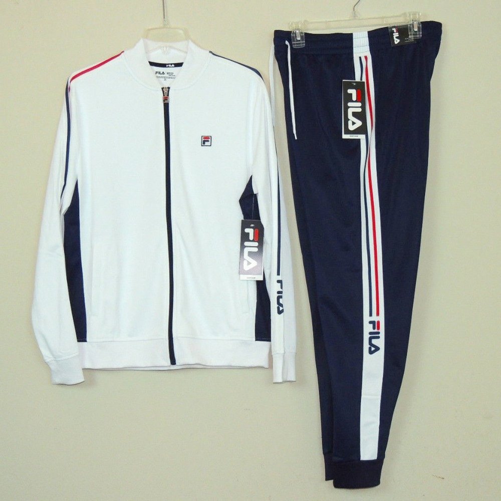 FILA Men's Gym Fitness Jogger Tricot Tracksuit Jacket Pants Set Size Large NWT